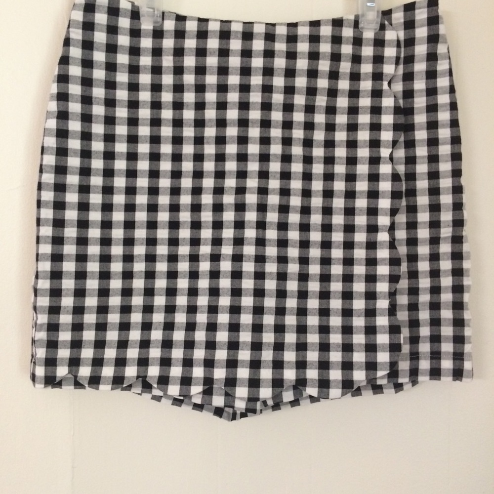 Talbots skort gingham scalloped checked seersucker